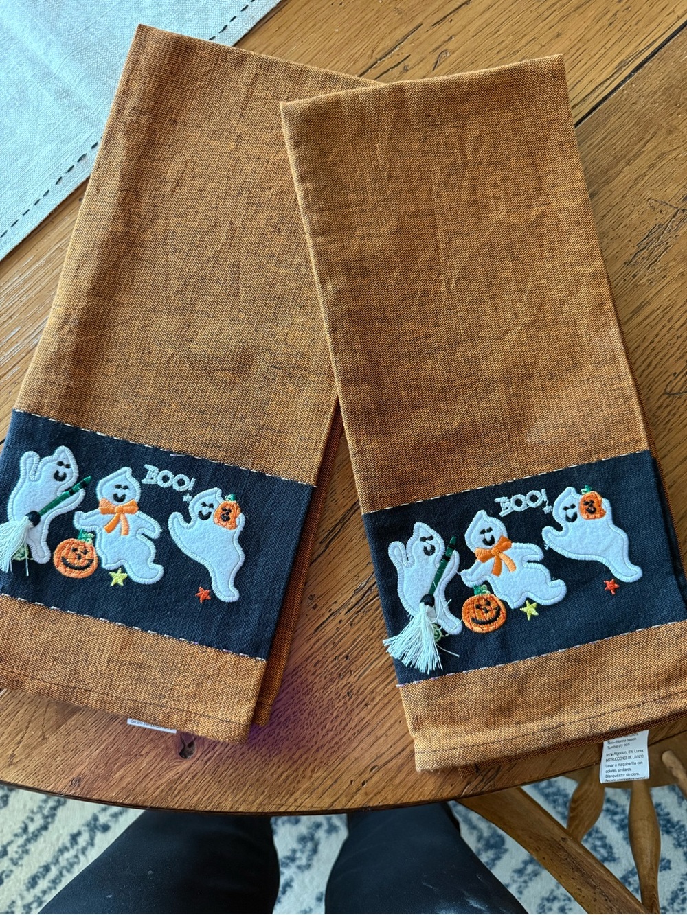 Boo! Halloween Ghost Embroidered Kitchen Towels. NWOT.
